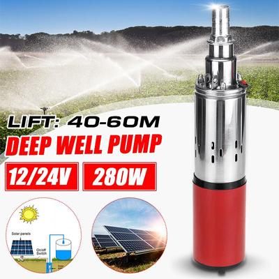 60m 12V/24V Solar Water Pump 280W High Lift Deep Well Pump DC Screw Submersible Pump Agricultural Irrigation Garden Home