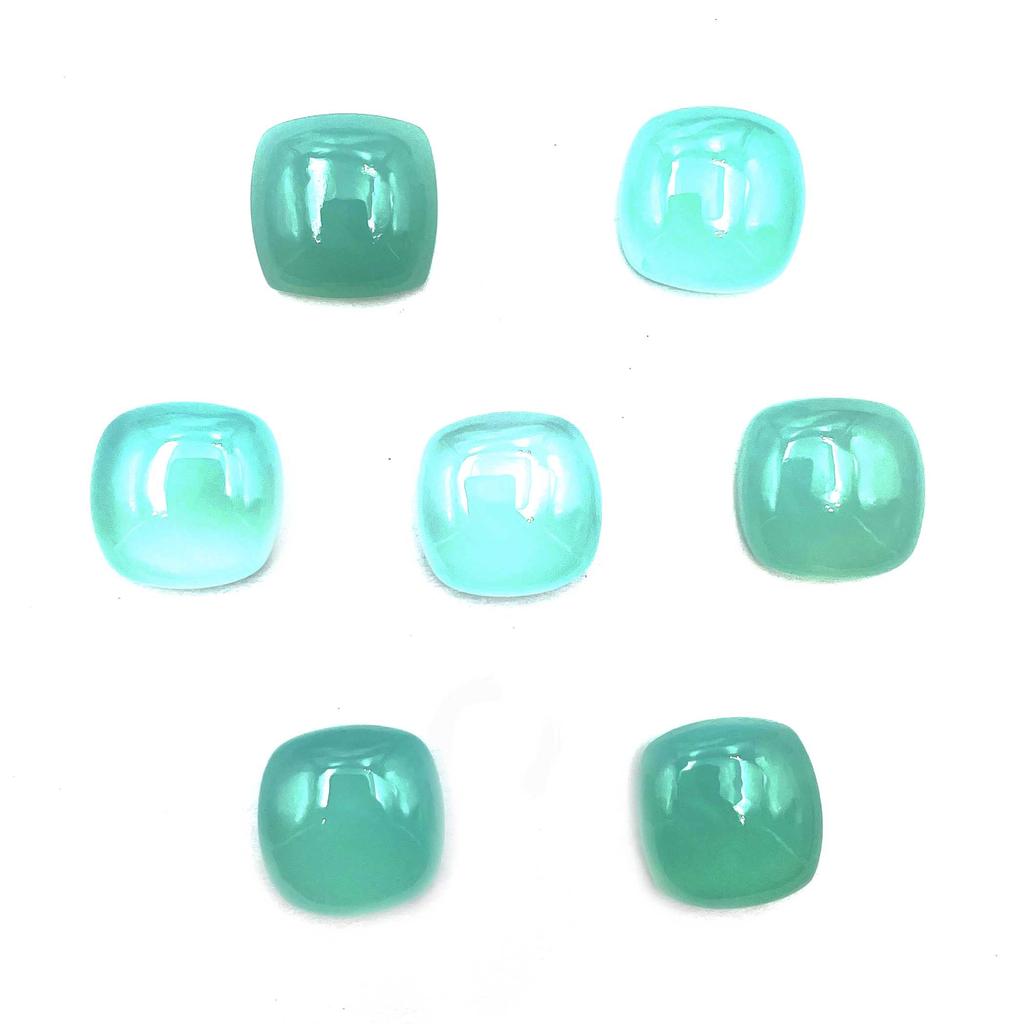 Natural Chalcedony Square Cushion Cabochon Loose Gemstone Lot 11 Pcs 16 MM 154 CT For Jewelry Making