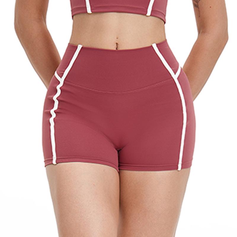 Eur-Am High Waist Butt Lifting Color Block Yoga Shorts