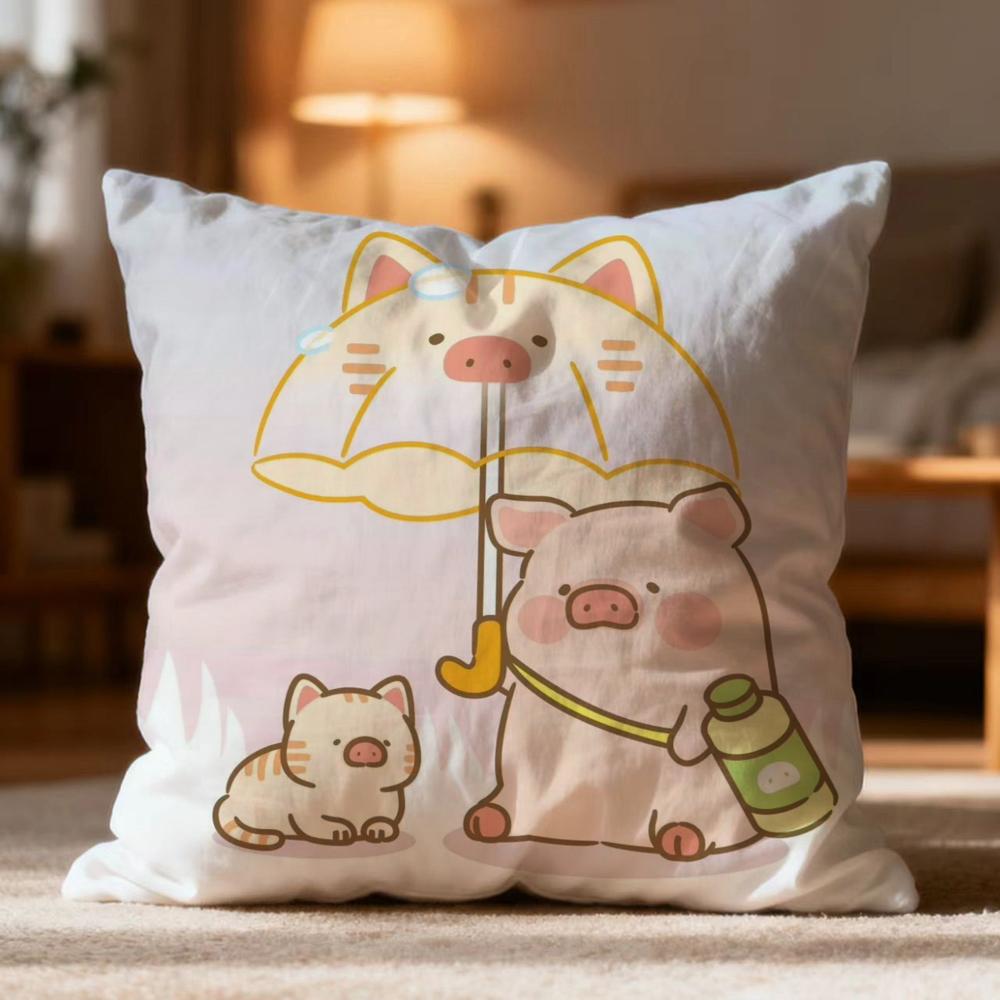 Popular L-Llulu Pig Cushion Cover Soft Washable Pillow Case Multi-Scene For Couch Bed Travel Office Use