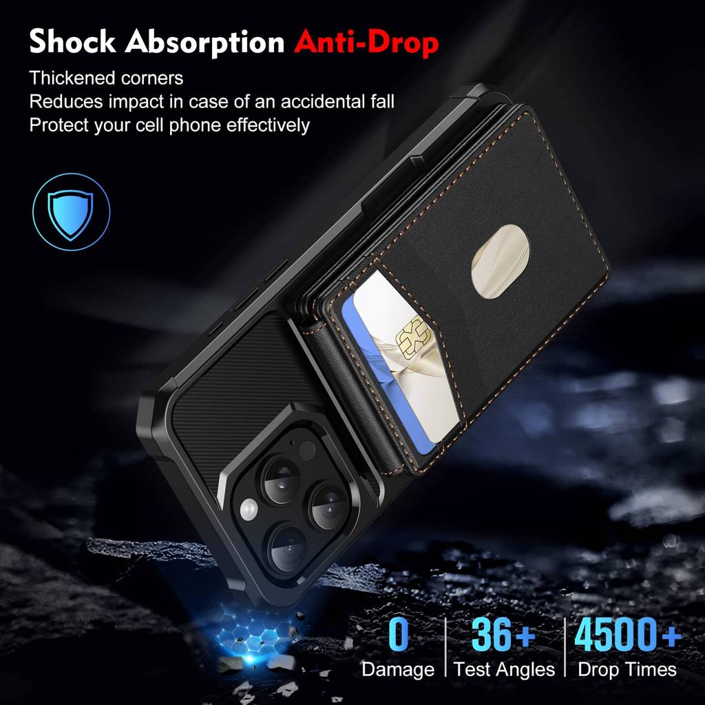 Detachable Wallet Case for iPhone 16e 16 15 14 Plus 13 12 11 Pro Max XR, Magnetic Wireless Charging, Shockproof Flip Card Holder