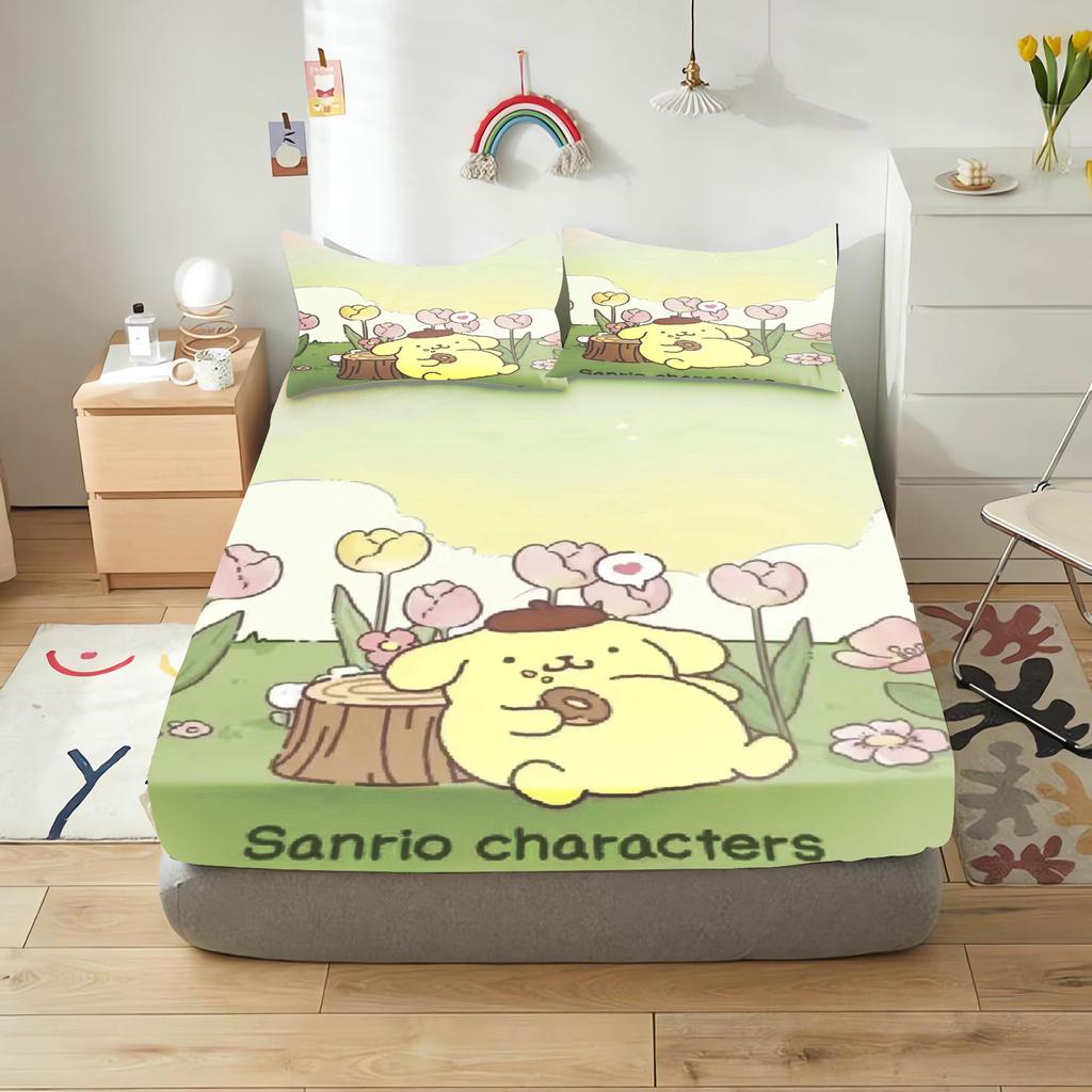 Pudding Dog Fitted Sheet Children, Sanrio Cartoon Coverage, Baby Teenager Sheets Cover, Elastic Bedding, Cute Digital Printing