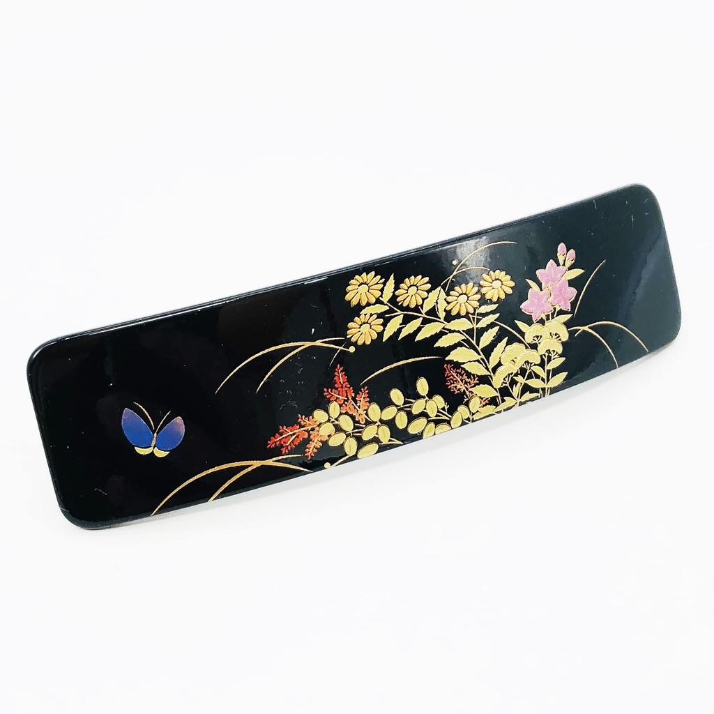 Maeju Lacquerware Lacquerware Barrette Long Rectangular Kaga (Small) (B) 4X-116
