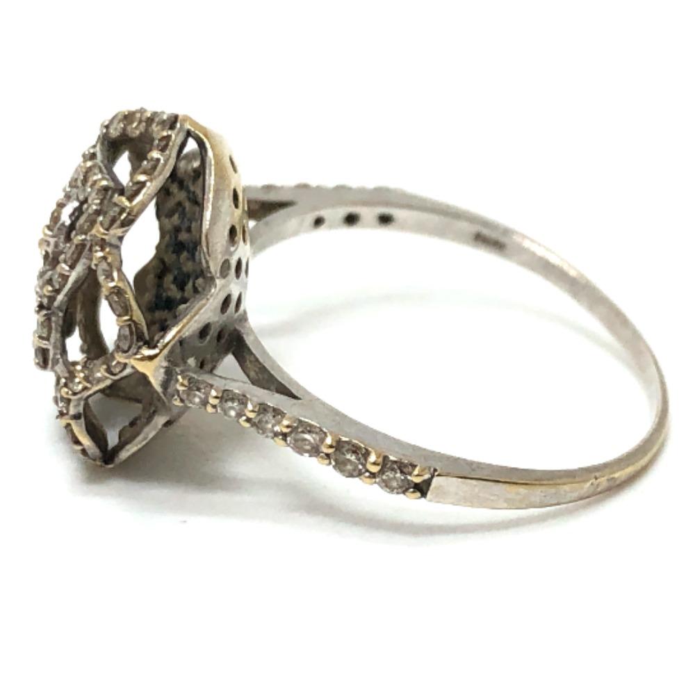 jewelry Camellia Design Rose D0.44ct D0.50ct Ring K18WG Silver