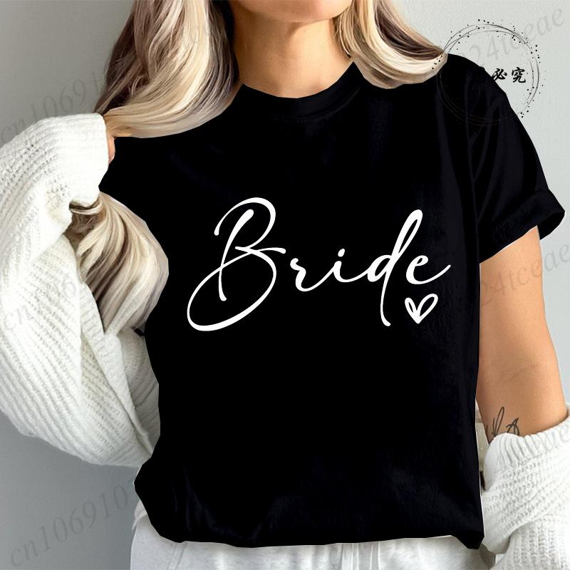 Bridesmaid Print T Shirt for Women Bachelorette Party Fashion Streetwear Tops Vintage Bride Team Tees Tshirt Gifts TT01