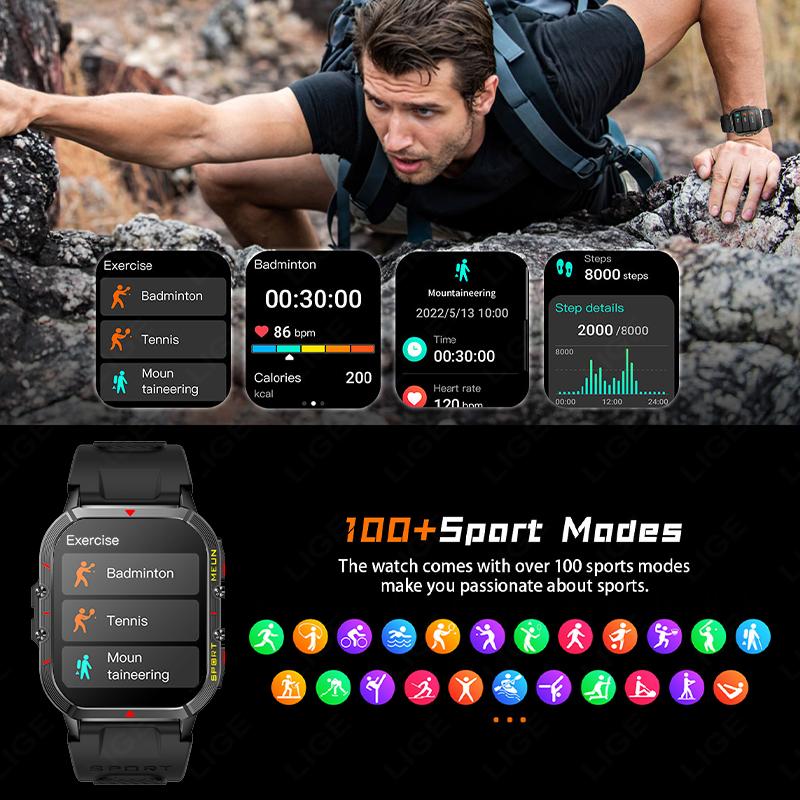 New Smart Watch For Men 1.96"HD Full Touch Screen Sports Fitness Watches Bluetooth Call Digital Smartwatch Wristwatch
