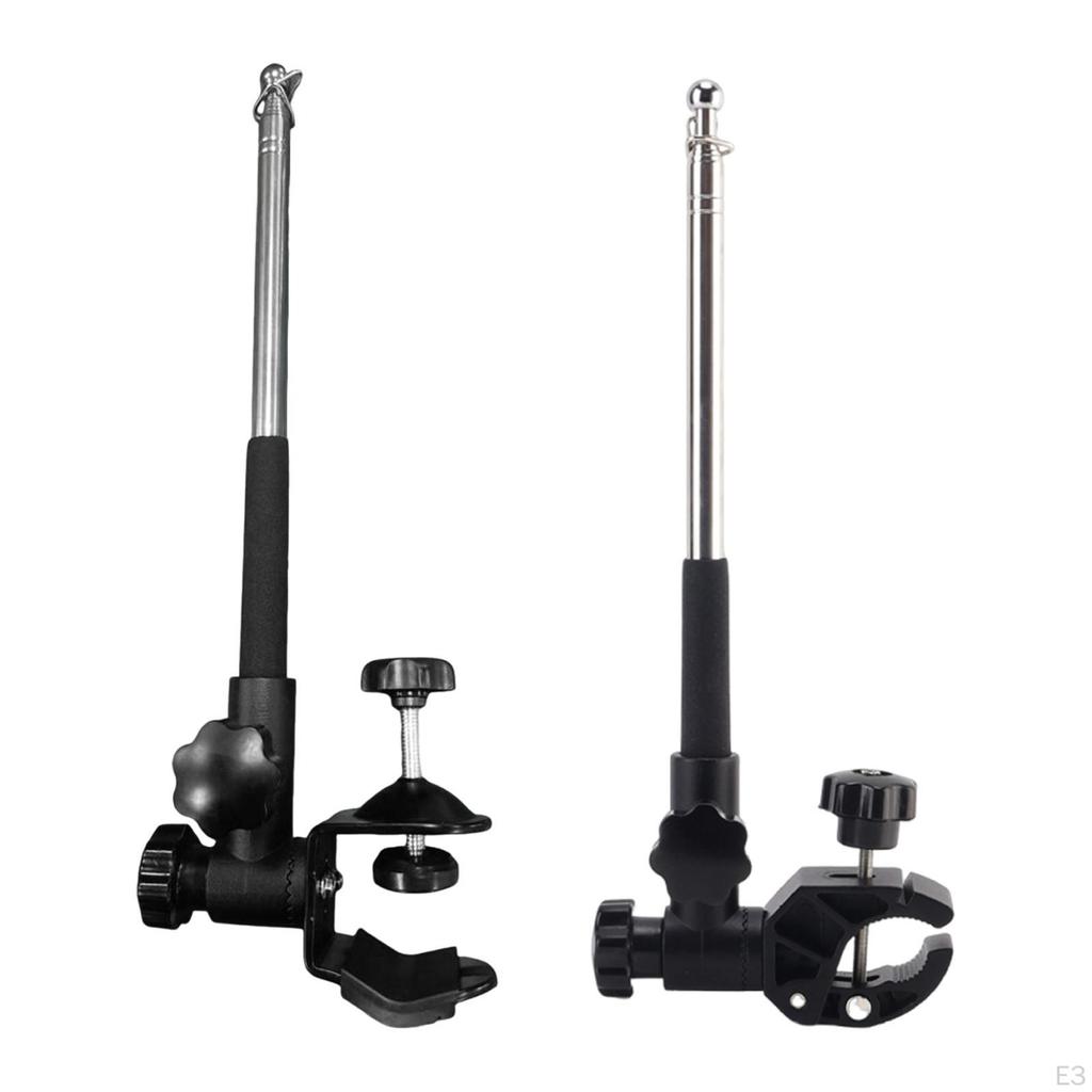 1.2 Meter Adjustable Boat Flag Pole Holder Kit for 0.6-1.75" Rails with 360° Rotation