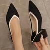 Pointed-toe Knitted Chunky Heel Sandals, Fashionable and Breathable for Autumn. Women's Dress-pairing Large-sized Single Shoes.