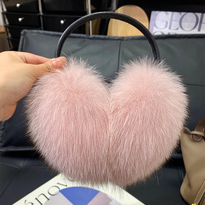 New Winter Real Fox Fur Earmuffs for Women Natural Fox Fur Scarves Dual Use Genuine Warmer Plush EarMuff Outdoor Solid Fur Scarf