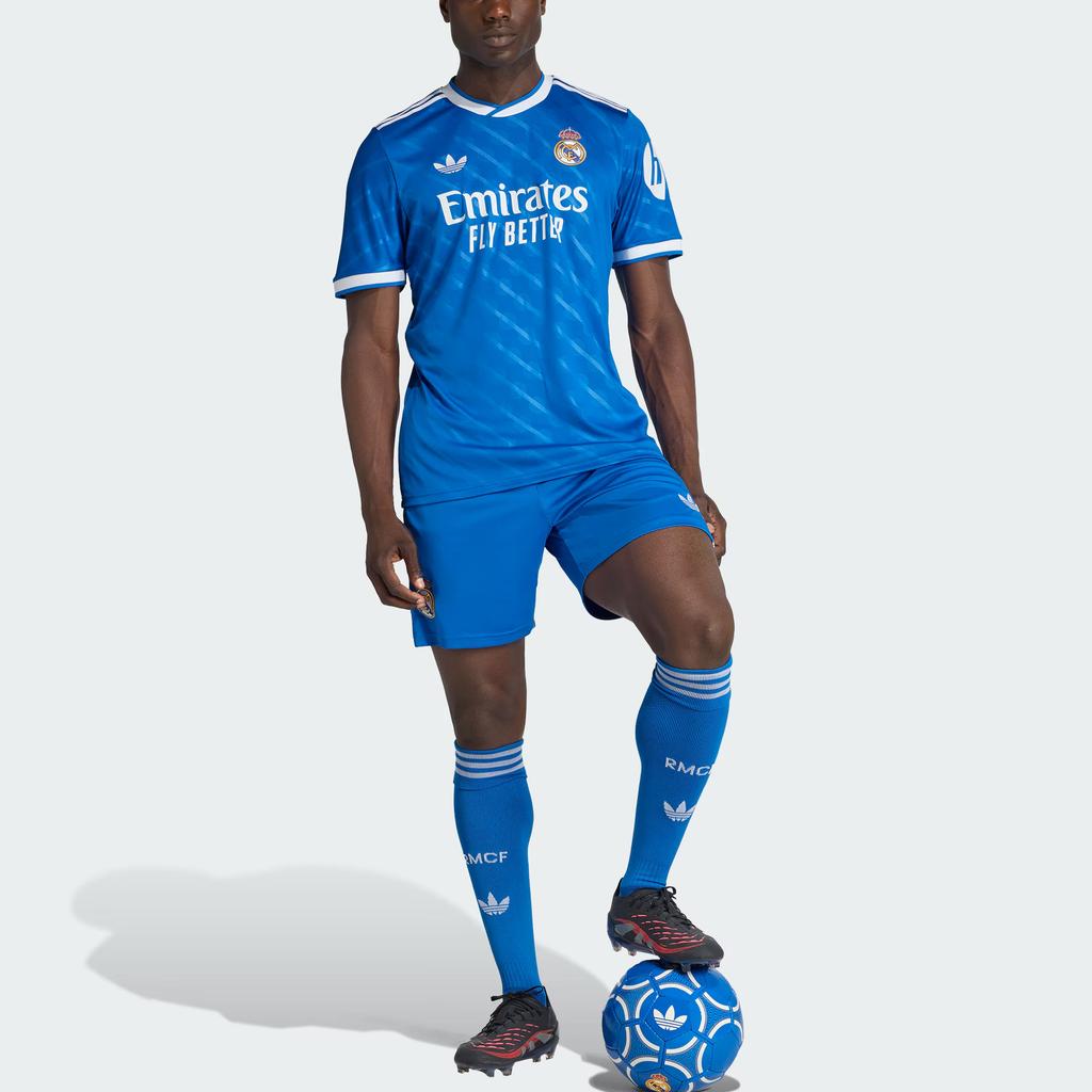 Adidas Originals Real Madrid 25/26 Third Shorts Fan Version Comfortable Versatile Fashion Striped Football Pants Men Shorts JJ1925