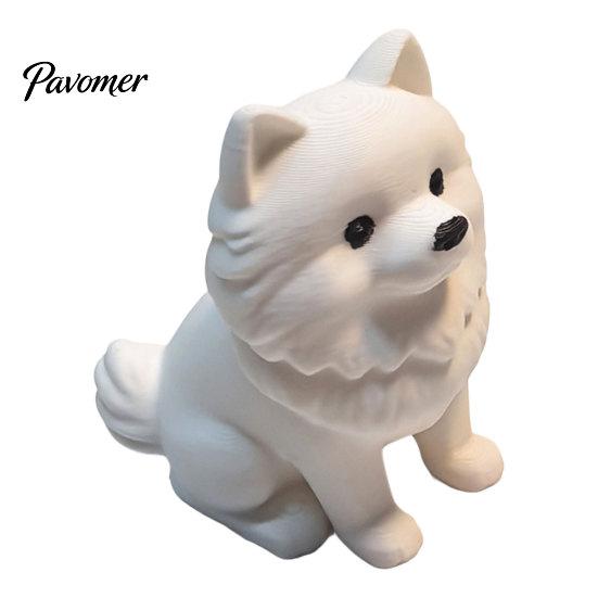 Künstlerische Welpenfigur 3D-gedruckte Zwergspitzfigur, Lebensechtes Hundemodell, Statue, Einfache Tierkunst Geschenk Tischdekoration Schreibtischornament