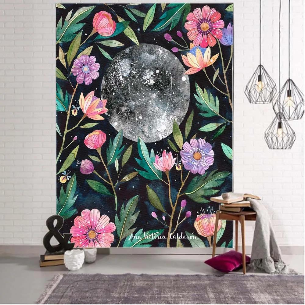 Home Wall Decoration Tapestry Flower Moon Background Hanging Cloth Office Living Room Tapestry