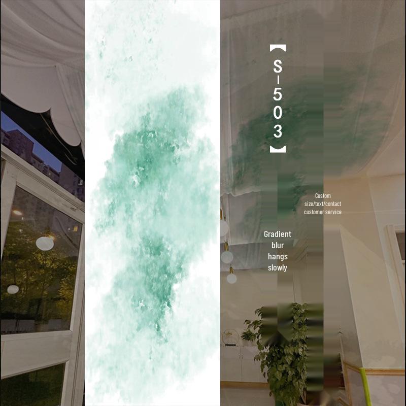 Chinese Ancient-Style Gradient Green Gauze Curtain for Ceiling Decor and Weddings