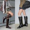 Belt Buckle But Knee Boots Low Heel High Knight Boots Women's 2025 New Retro Brown Western Cowboy Boots