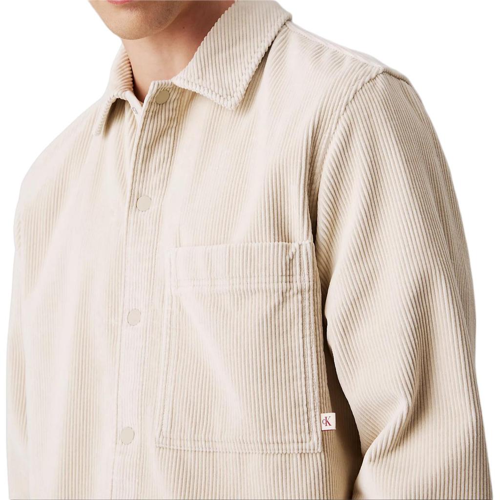 Calvin Klein Casual Solid Color Point Collar Loose Fit Long Sleeve Jacket Men Jackets Light-Beige J30J326678-PD7