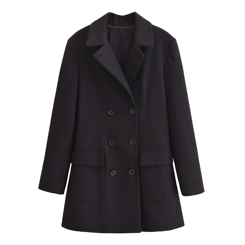 

2024 Autumn/Winter Women s Versatile Button-Front Coat L чёрный