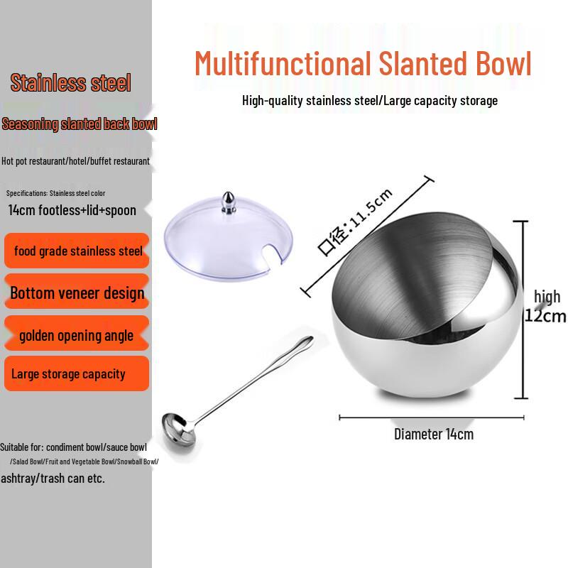 Homeglen Stainless Steel Seasoning Bowl with Lid and Spoon