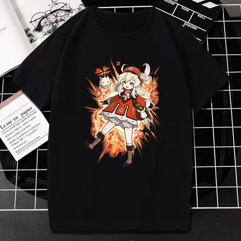 Genshin Impact TShirt Kawaii Games Character Cartoon Graphic Tops Women Harajuku Fashion Streetwear Casual Oversized Camisetas
