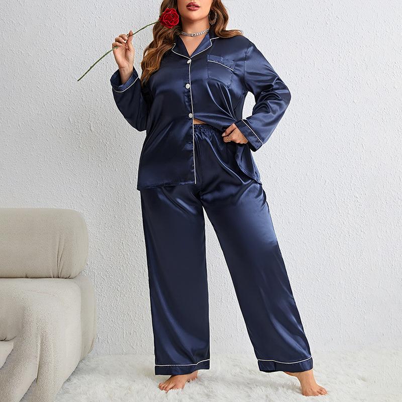Plus Size Pyjamas Damen Frühling und Herbst Bademantel Sexy Morgenmantel Home Wear Ice Silk Robe