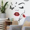 Beautiful Red Lips Woman Butterfly Wall Sticker Self-Adhesive Removable for Bedroom Living Room Entrance Home Decoration