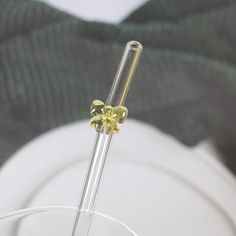 1ks 8mm skleněné brčko, opakovaně použitelná brčka Roztomilý motýl tepelně odolný brčko pro festivalovou párty Svatební koktejlový bar Pláže