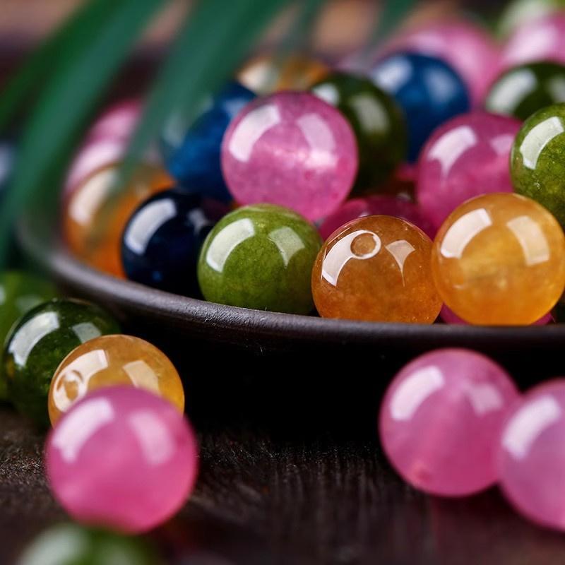 Natural Jade Beads Beautiful Multicolor Beads Handmade Diy Bracelet Necklace Jewelry Handmade Beads Accessories