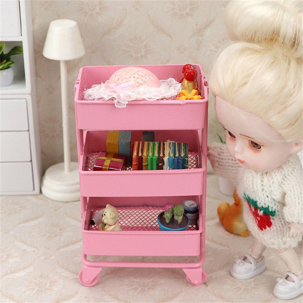 Pretend Play Storage Display Rack Bookshelf with Wheels Simulation Shelf Bookshelf Furniture Toys