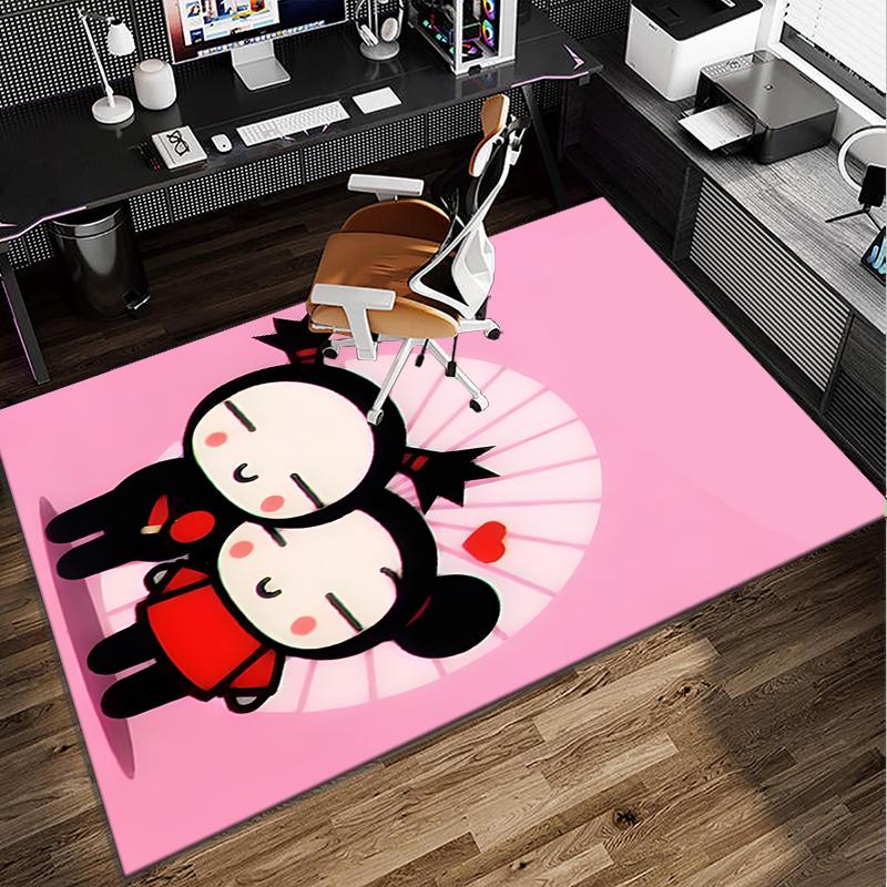 Heartfelt Love Cute Doll Office Rug Chair Mat, Game Carpet, Suitable for Front Door, Bedroom, Living Room, Desk, Holiday Gift