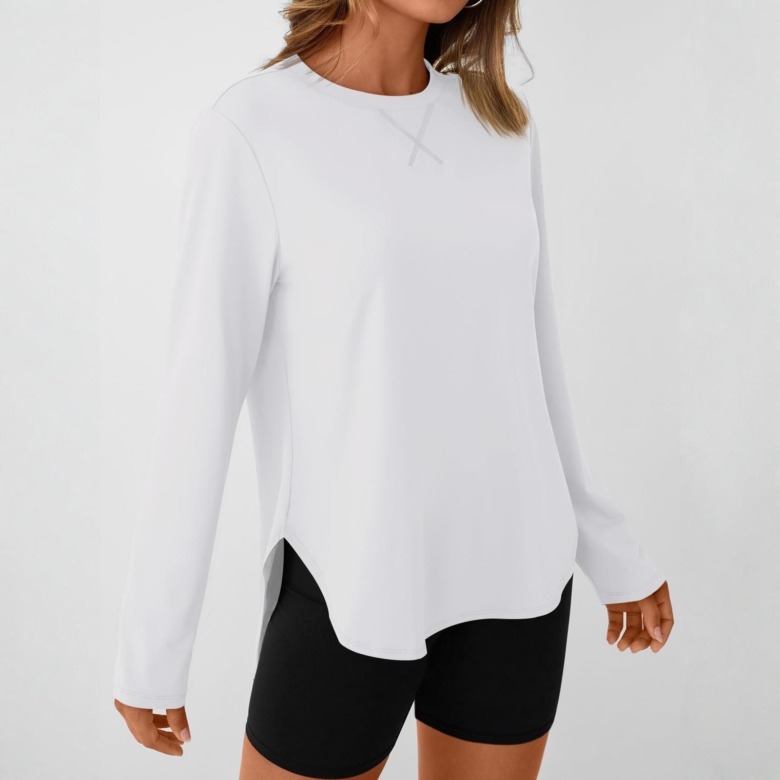 

Женский модный пуловер с круглым вырезом и длинными рукавами, однотонный, повседневный топ XL белый