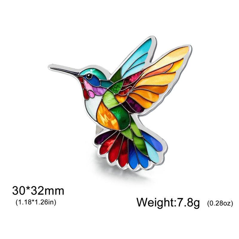 Set de Broche y Collar de Colibrí Colorido con Diseño de Pájaro en Acero Inoxidable, con Pendientes Resistentes al Descoloramiento y Anillo de Gancho