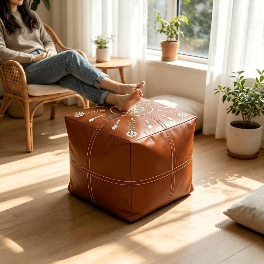 PU Leather Sofa Stool Cover Waterproof Storage Bag Seat Cushion Cover  Living Room
