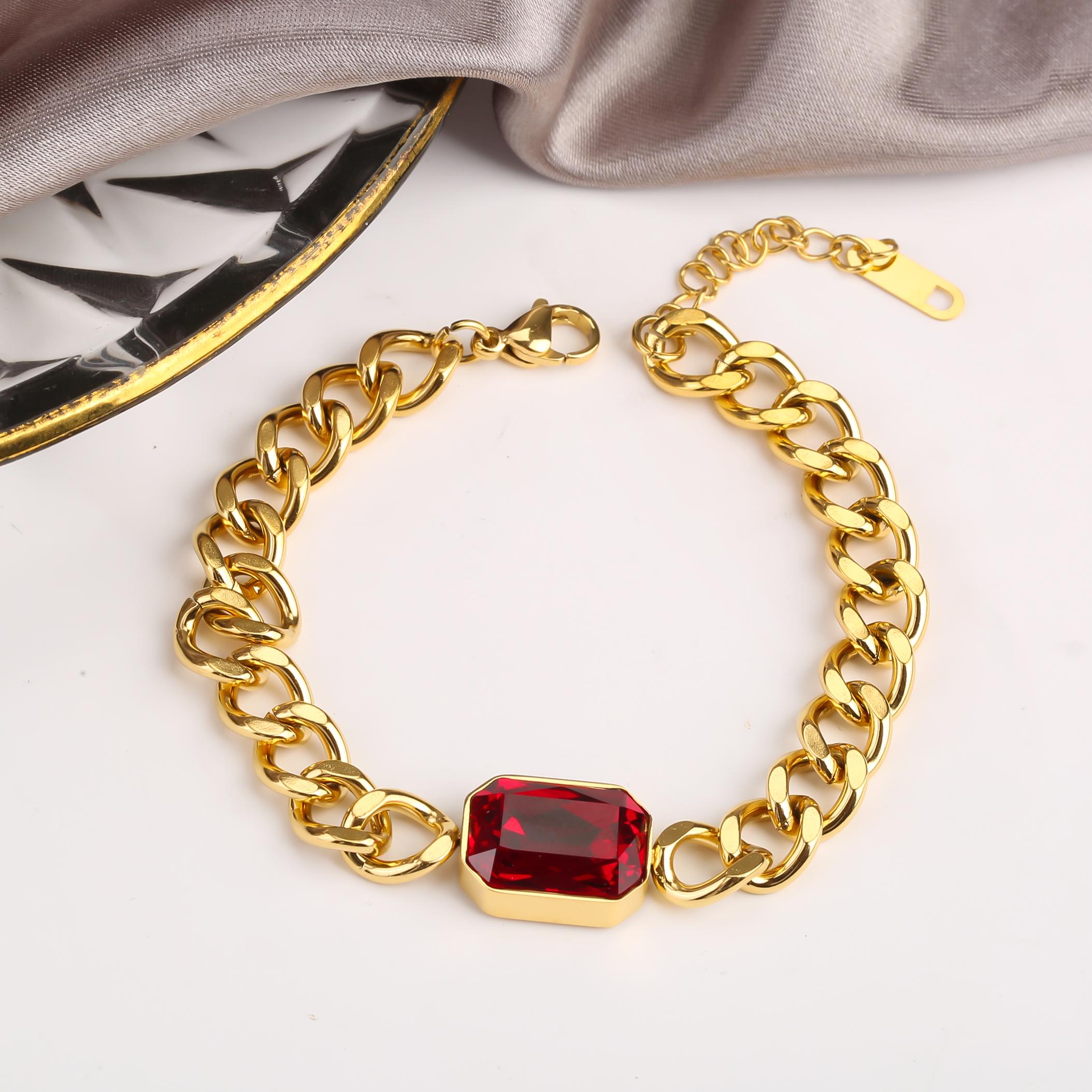 

Горячая Распродажа Классический Прямоугольный Шестигранный Полированный Кристалл Нержавеющая Сталь Браслет Для Мужчин Женщин Свадьба День Рождения Циркон Подарок