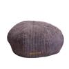 New Corduroy Letter Leather Label Beret for Women Early Autumn Casual Fashion Versatile Painter Hat Temperament Literary Pumpkin