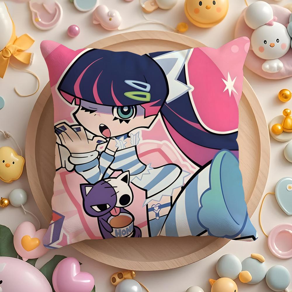 Anime P-panty and stocking Cushion Cover Home & Car Multi-Scene Pillow Cover - Reversible, Soft & Durable for Daily Use