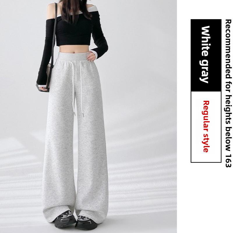 GMXIA Micro-large Sweatpants Women Spring and Autumn High-waisted Thin Casual Sweatpants Loose Drape Dragged Trousers Straight Wide-leg Trousers