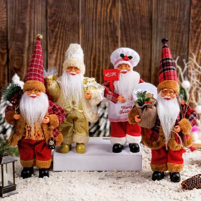 Christmas Santa Claus Statue Festive Santa Claus Doll Ornaments Classic Statue Realistic Holiday Decor for Home Kitchen Hotel