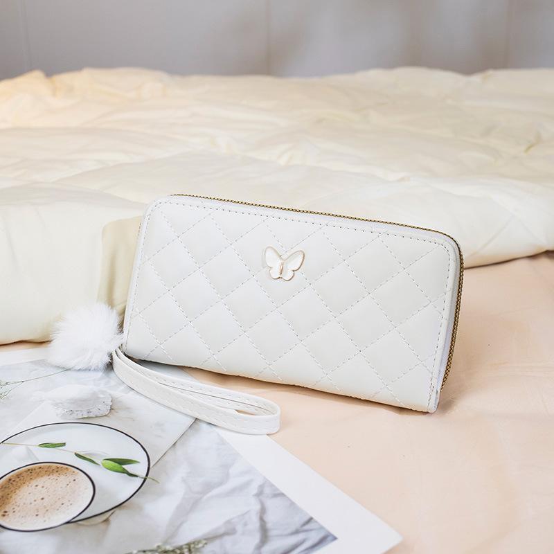 Carteira de Pulso Feminina Doce Europeia e Americana de Luxo Leve Estilo Fresco e Delicado Porta-Cartões Múltiplos e Bolsa Simples para Celular Feminina