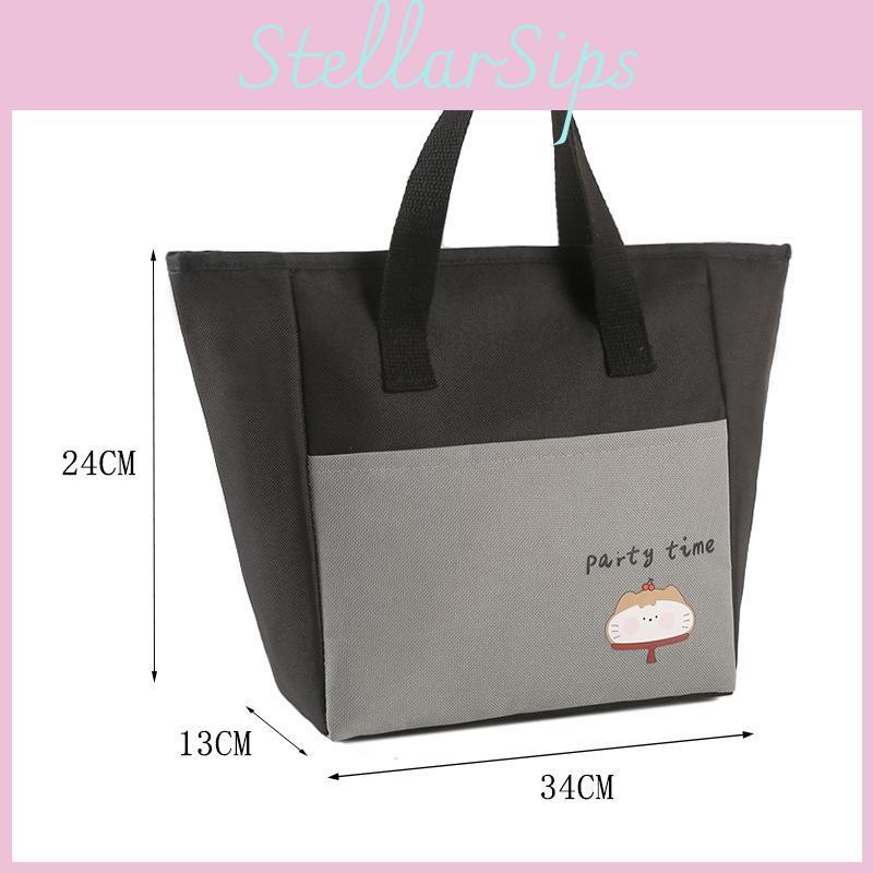 Cute Insulated Lunch Bag For Students With Carry Handle Animal And Letter Prints For School And Travel