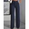 European American Women's High Waisted DrapedStraight Cut Simple Suit Pants Women