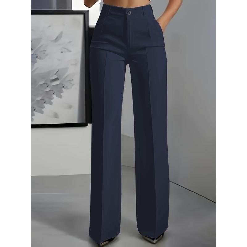 European American Women's High Waisted DrapedStraight Cut Simple Suit Pants Women