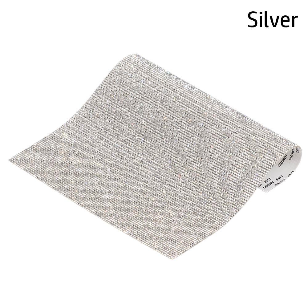 

24* 20cm Self-Adhesive Rhinestone Sheet Glitter Trim Applique Crystal Sticker Home Decor Bling Paster Gifts Decoration DIY Tools 24x20cm срібний
