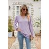 Spring and Autumn Women's Blouse Fashion V-neck Buttons Hollow Loose Long-sleeved T-shirt Tops
