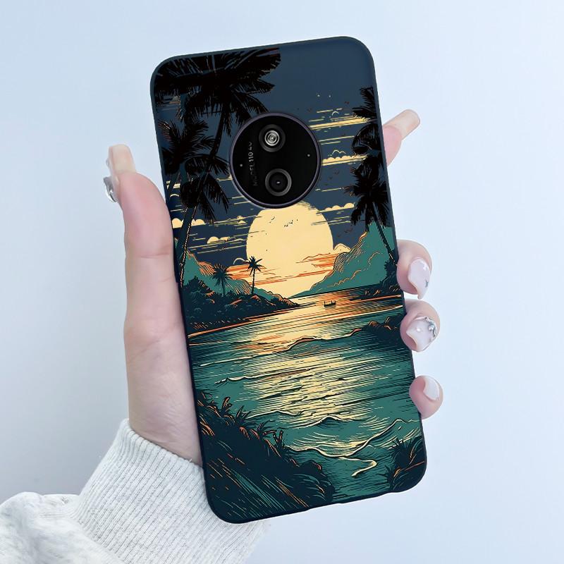 Phone Case For Nokia 125 HMD 110 4G 2024 Casing Luxury Cute Love Rabbit Funny Cartoon Black Matte Soft Silicone Shockproof Cover