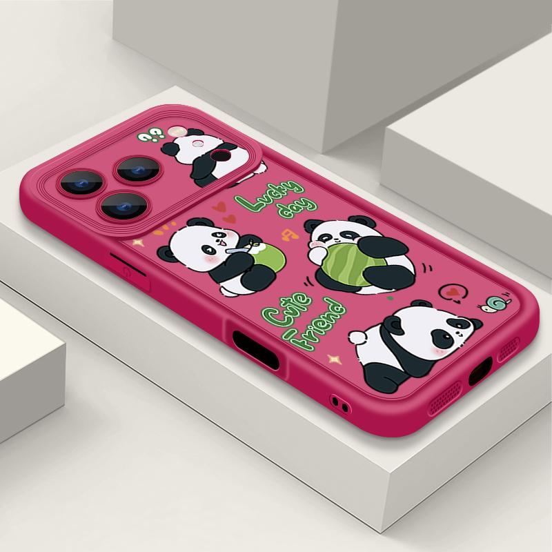 Cute Panda Pattern TPU Phone Case For iPhone 17 Pro 17e 15 16 Pro Max 14 13 Pro Max 16e Shockproof Soft Silicone Back Cover