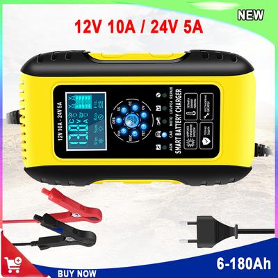 Chargeur de Batterie de Voiture Intelligent 24V 12V Entièrement Automatique 7 Étapes Auto Motos Chargeurs à Impulsions Réparation Gel AGM LiFePo4 Humide Plomb-Acide