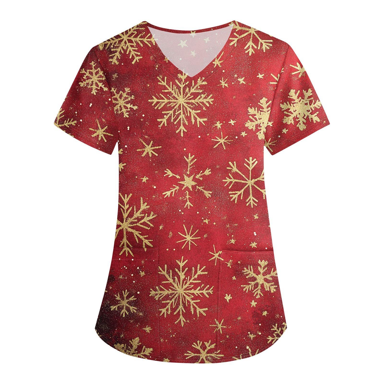 

Женский модный комбинезон с короткими рукавами и V-образным вырезом, с карманами и рождественским принтом XL арбуз красный