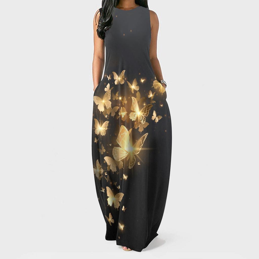 Damskie letnie sukienki z nadrukiem kwiatowym, bez rękawów, w dużych rozmiarach, swetry długie