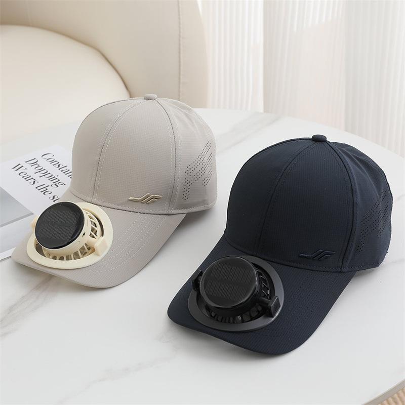 New Solar Charging with Fan Baseball Cap Summer Long Brim Breathable Sun Protection Couple Sunshade Cap
