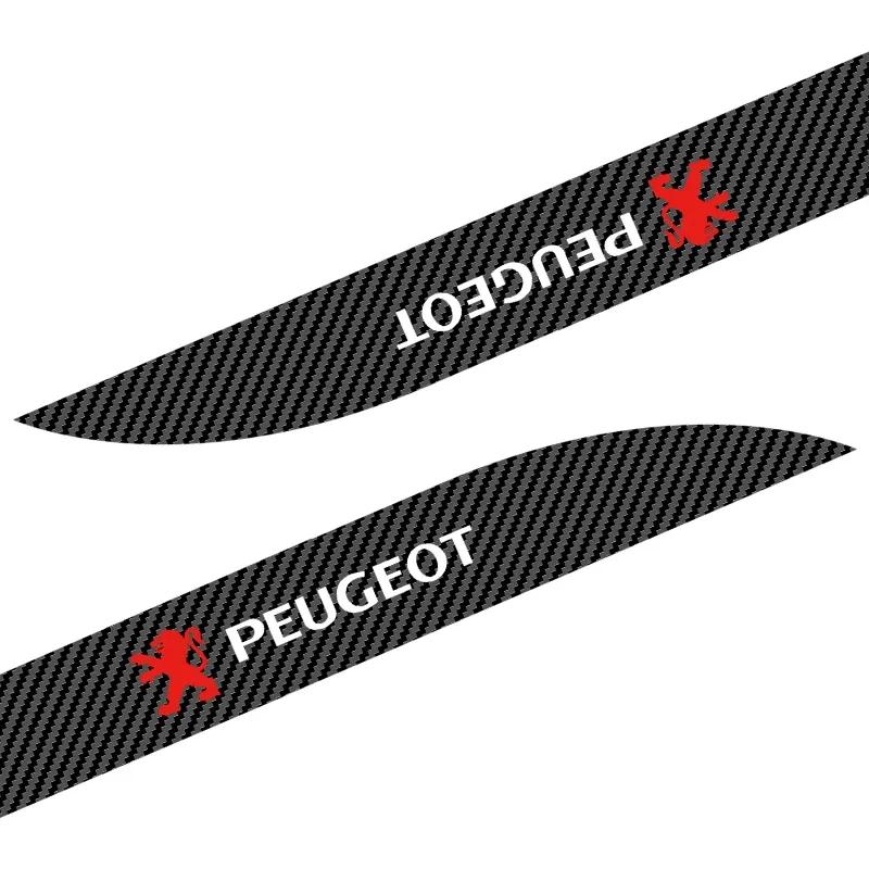 For Peugeot 2pcs Carbon Car Door Side Skirt Sill Stripe Sticker Decals Styling For Peugeot 206 207 208 107 106 205 4008 607 108