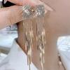 Super Sparkling Temperament Long Tassel Earrings for Women, Light Luxury, Niche Luxury, High-end Feeling, Geometric Earrings Earrings